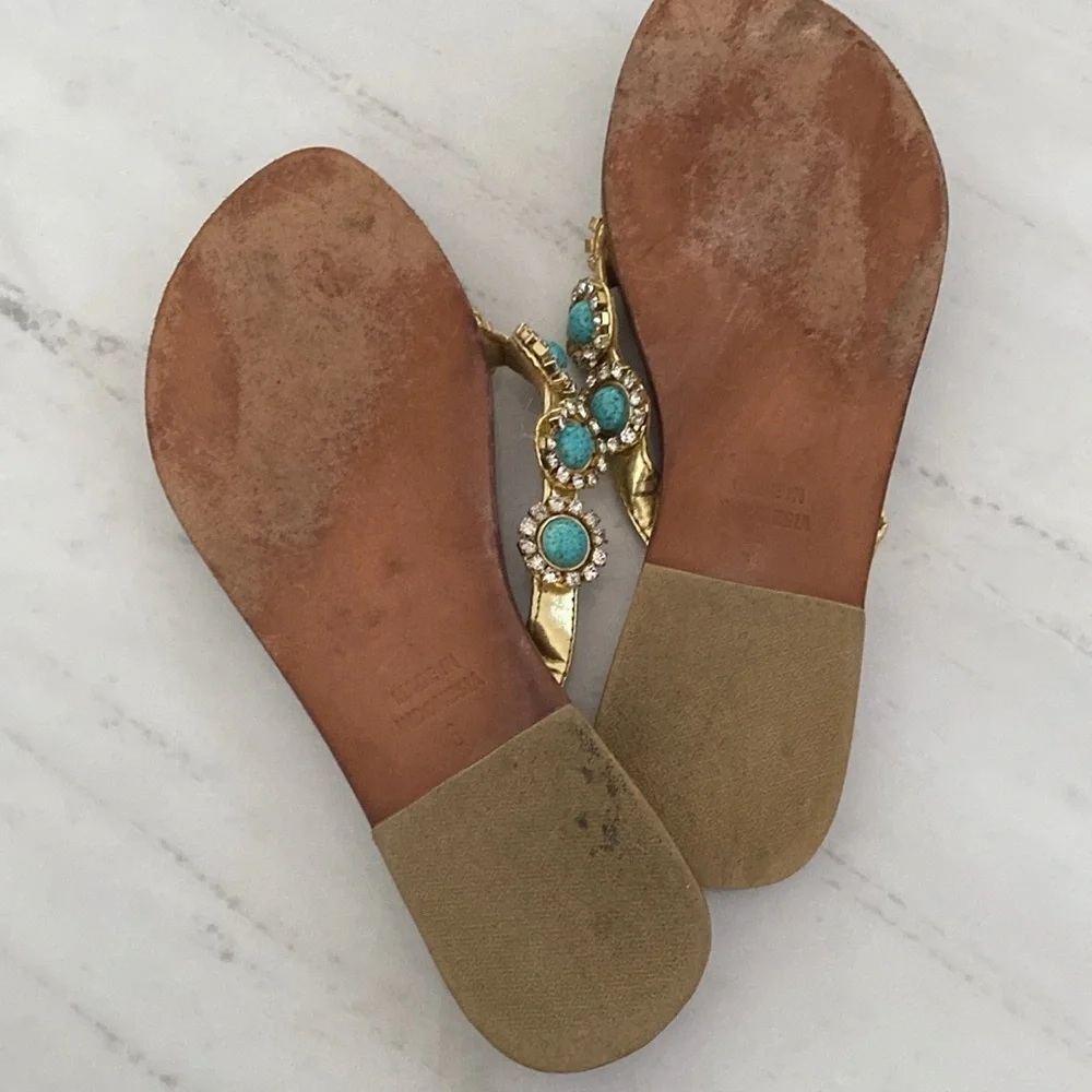 Mystique Boutique Gold and Turquoise Sandals